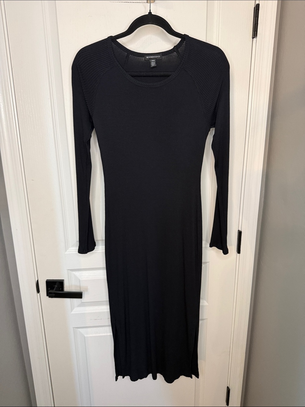 Beyond Yoga Black Ribbed Long Sleeve Maxi